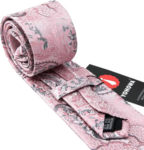 Miniatura 13 de Barry.Wang - Juego de corbata de seda para hombre, diseño de cachemira, pañuelo y gemelos de bolsillo