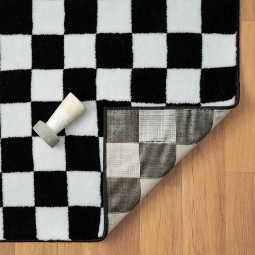 Miniatura 4 de LUXE WEAVERS Alfombra geométrica a cuadros en blanco y negro 5x7