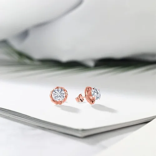 Miniatura 333 de Gem Stone King Aretes de plata de ley 925 de 0.236 in con piedra natal redonda para mujer