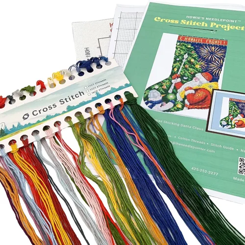 Miniatura 2 de Howie's Needlepoint Kits de punto de cruz, kits de bordado de patrón navideño preimpreso de 14 quilates, gama completa de kits de costura