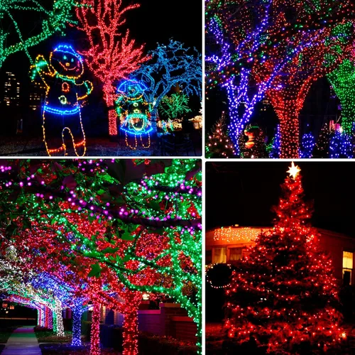 Miniatura 7 de Dazzle Bright Paquete de 2 tiras solares de Navidad rojas de 400 LED de 132 pies para exteriores, funciona con energía solar con 8 modos de luces