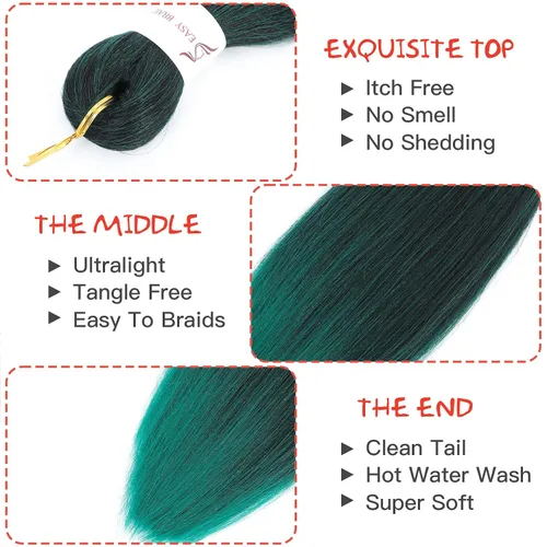Miniatura 3 de Callia Cabello trenzado preestirado de 14 pulgadas, 8 paquetes de cabello sintético preestirado profesional ombré, libre de picazón, extensiones