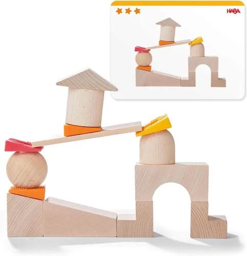 Miniatura 2 de HABA Juego de bloques de madera con tarjetas de patrón, juego de bloques de madera para edades de 4 a 8 años para habilidades motoras finas, hecho