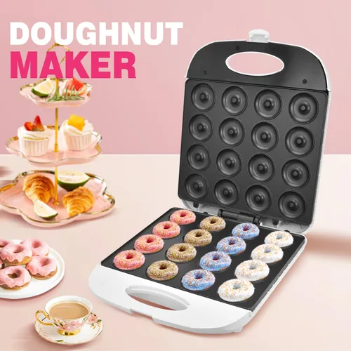 Miniatura 5 de DSP Mini máquina de donas todo en uno de 2 pulgadas, antiadherente, tacto fresco, máquina eléctrica de donas para 16 aperitivos y postres, perfecta