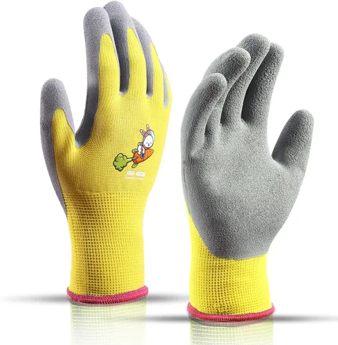 Miniatura 7 de KDK Guantes de jardinería para niños de 3 a 5 años, guantes de trabajo de patio para niños pequeños, jóvenes, niñas, niños, guantes de goma