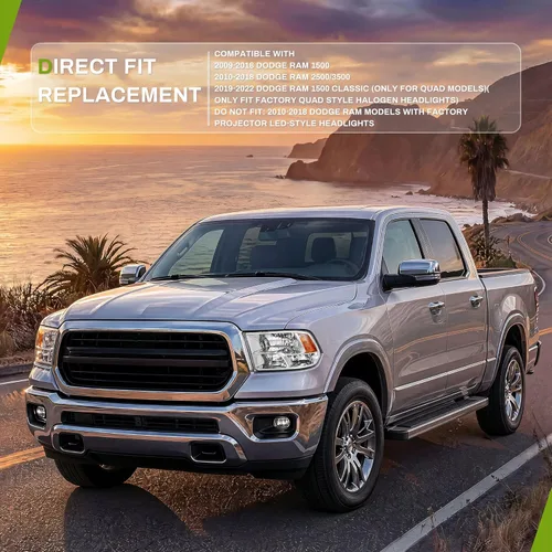 Miniatura 2 de AUTOSAVER88: Montaje de faros delanteros compatible con Dodge Ram 1500 2009-2018/Dodge Ram 2500 3500 2010-2018/Ram 1500 Classic 2019-2022