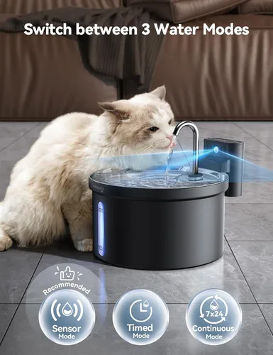 Miniatura 3 de Fuente de agua inalámbrica para gatos [Separación de agua y batería] FEELNEEDY Fuente para gatos operada por batería de 4000mAh, fuente