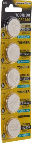 Miniatura 3 de TOSHIBA Batería de celda de moneda de litio CR2450 3V 5 baterías en embalaje resistente a los niños de la tira