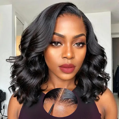Miniatura 9 de Ruiyu - Peluca rizada con corte de pelo lanudo con flequillo, cierre de cabello humano, peluca sin pegamento, pelucas onduladas con flequillo
