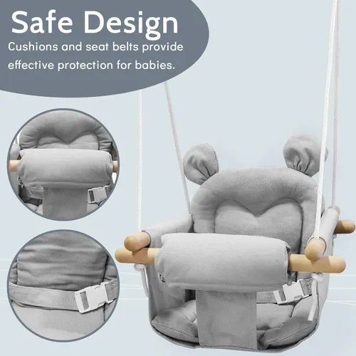 Miniatura 2 de GFU Columpio para bebé, columpios de lona para bebés, columpio seguro para bebés al aire libre, columpio para niños pequeños para interiores
