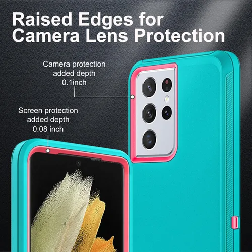 Miniatura 3 de YKHJKLEC Funda para Samsung Galaxy S21 Ultra, con 2 piezas [protector de pantalla de TPU flexible autorreparable y protector de lente de cámara]