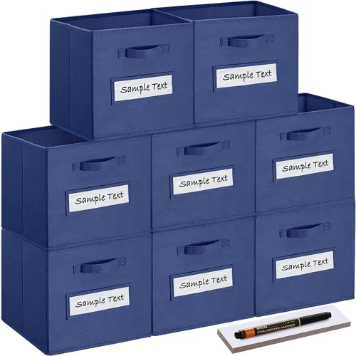 Miniatura 20 de Cubos de almacenamiento de tela (juego de 8) cubos de almacenamiento de 11 pulgadas, cubos de almacenamiento con 8 etiquetas, tarjetas de ventana