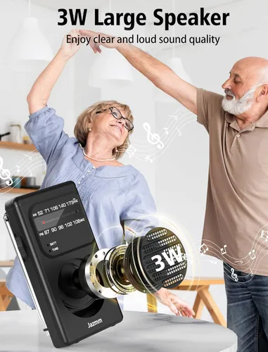 Miniatura 3 de Radio portátil AM FM, radio a batería con altavoz grande de 3 W, radios de transistor con la mejor recepción, bolsillo con clip trasero, linterna