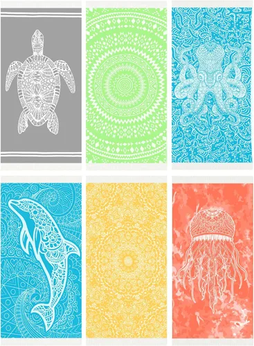 Miniatura 44 de Widdonen Toalla de playa turca fina, ligera, de secado rápido, absorbente, de algodón, para baño, piscina, toallas de natación, extra grandes, sin