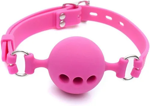Miniatura 8 de Mordaza en forma de bola de silicona transpirable para restricciones de bondage para adultos, juego sexual (Negro, bola de 1.5 pulgadas) SM BDSM