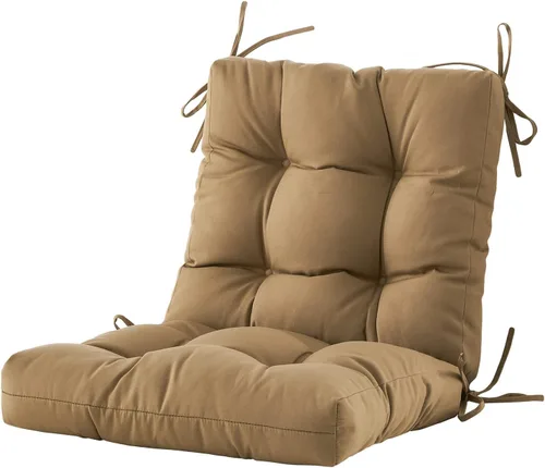 Miniatura 26 de BLISSWALK Cojines para sillas de exteriores, cojín grueso de mimbre con respaldo bajo y lazos para muebles de patio, 40 pulgadas de largo x 20 Beige