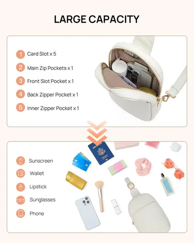 Miniatura 52 de Telena Riñonera pequeña para mujer, de cuero, cangureras, bolsa de pecho para mujer