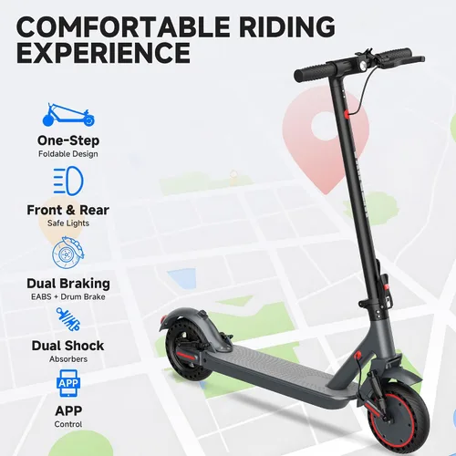 Miniatura 7 de Electric Scooter, Electric Scooter for Adults, 350W/500W Motor, 19 Mph Speed, 15/25 Miles Ranges, 8.5"/10" Solid Tire, Folding E-Scooter Adult rojo