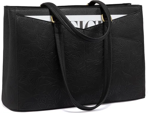 Miniatura 16 de LOVEVOOK Bolsa para laptop para mujeres, bolsa de mano para laptop de 15.6 pulgadas para mujeres, bolsas de mano de trabajo de cuero vintage