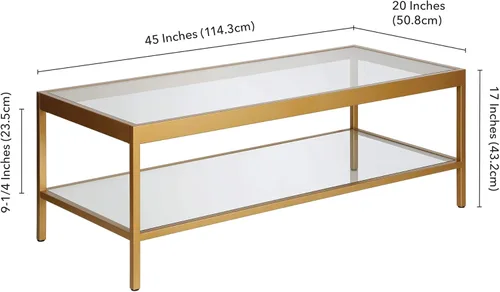 Miniatura 2 de Henn&Hart Mesa de centro rectangular rectangular de 45 pulgadas de ancho en latón, mesas de centro rectangulares modernas para sala de estar