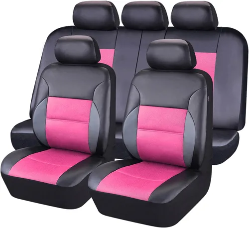 Miniatura 16 de CAR Pass Skyline - Fundas de asiento de cuero de alta calidad, impermeables, de poliuretano, juego completo, fundas de asiento delantero y trasero