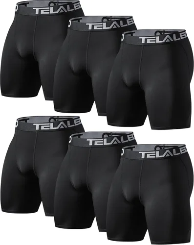 TELALEO Paquete de 6 o 5 pantalones cortos de compresión para hombre, pantalones cortos deportivos de elastano, pantalones cortos atléticos,