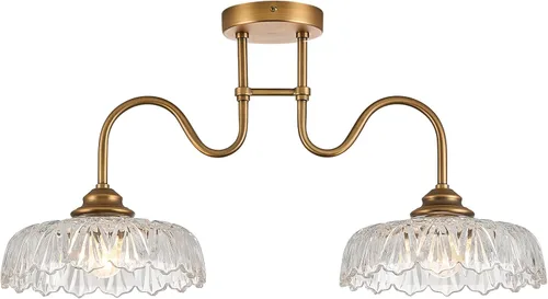 HDDFL Glass Chandelier Ceiling Pendant Lighting Fixture 2 Lights Hanging Lamp for Bedroom Living Room Mater Room Hallway