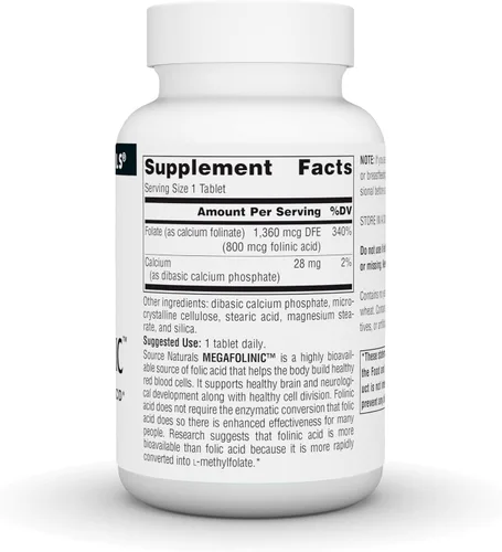 Miniatura 2 de Source Naturals MegaFolinic, Forma Bioactiva de Ácido Fólico*, 800 mcg - 240 Tabletas