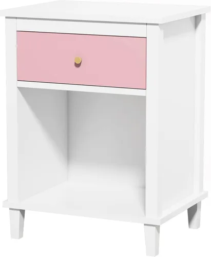 Miniatura 7 de Mesita de noche de madera, mesa auxiliar con cajón y estante de almacenamiento, mesita de noche moderna para dormitorio, sala de estar, oficina