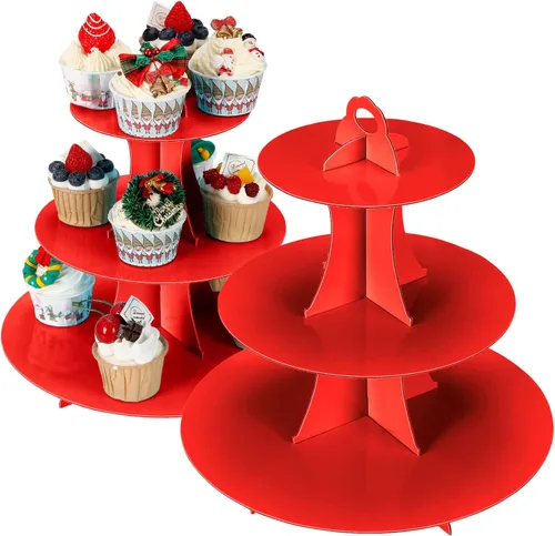 Miniatura 11 de YLDW Soporte para Cupcakes de 3 Niveles, Soporte para Pastel, Torre de Soporte para Cupcakes DIY Escalonada para Exhibiciones de Mesa de Postres