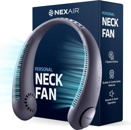 Miniatura 11 de NEXAIR Ventilador de cuello portátil de enfriamiento manos libres, ventilador de cuello ligero sin aspas, 3 velocidades, batería de 2400 mAh, tiempo