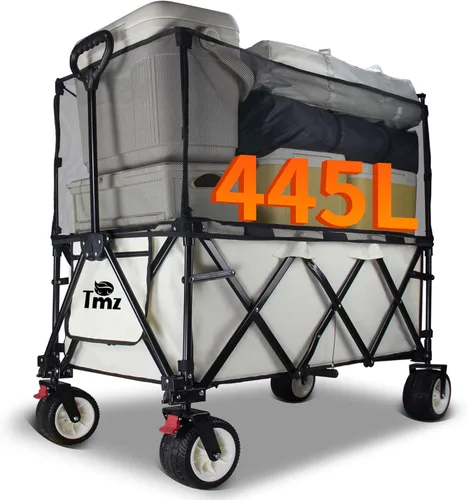 Miniatura 8 de TMZ Carro plegable de 445L extra grande para exteriores, carritos de servicio pesado plegables con ruedas grandes todo terreno, toldo y frenos