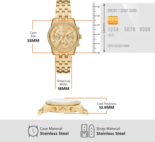 Miniatura 5 de Michael Kors Bryant Chronograph - Reloj para mujer, acero inoxidable y cristal pavé para mujer