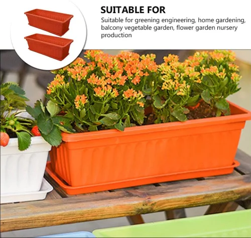 Miniatura 3 de DOITOOL Macetas rectangulares para plantas de interior, 2 unidades, macetas de ventana para patio, macetas para exteriores, rectangulares