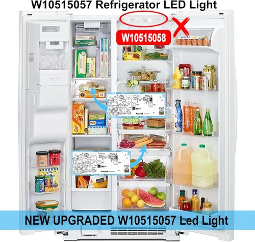 Miniatura 6 de Repuesto de luz LED para refrigerador W10515058 W10515057 compatible con Whirlpool Kenmore Maytag, WPW10515058, W10522611, W10465957, AP6022534
