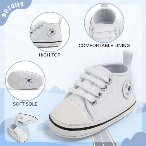 Miniatura 97 de KIDSUN zapatos deportivos altos hasta el tobillo para bebés, niños y niñas con suela antideslizante, suaves, para recién nacidos, zapatos