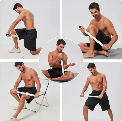 Miniatura 5 de Rodillo de masaje muscular - Pistola de fascia de tejido profundo para alivio del dolor miofascial, drenaje linfático y escultura corporal, Negro