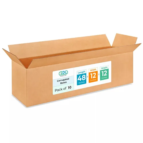 Miniatura 155 de IDL Packaging Paquete de 5 cajas de envío altas de 8 x 8 x 48 pulgadas, extra resistentes de 200 libras frente a caja regular, cajas de mudanza