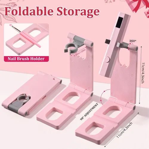 Miniatura 4 de Luz de uñas UV de mano con soporte, mini lámpara de uñas de mano con pantalla LED, lámpara de uñas recargable de curación flash, ajustes