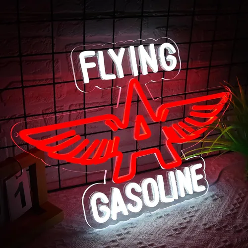 Miniatura 2 de Señal de Neón de Avión de Gasolina para Decoración de Pared, Luz LED de Neón Retro para Garaje, Señal Iluminada de Neón para Taller de Garaje