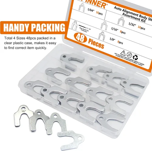 Miniatura 4 de ISPINNER Kit surtido de 48 piezas de alineación automática, cuñas universales de 1/64" 1/32" 1/16" 1/8" para ajustar partes del cuerpo o alineación