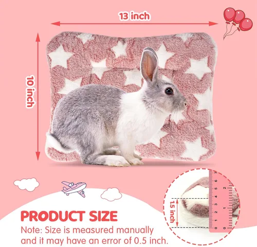 Miniatura 2 de Paquete de 2 camas para conejos - 10 x 13 pulgadas Almohadillas para orina de conejo - Ropa de cama lavable y espesor mejorado (Rosa, M)