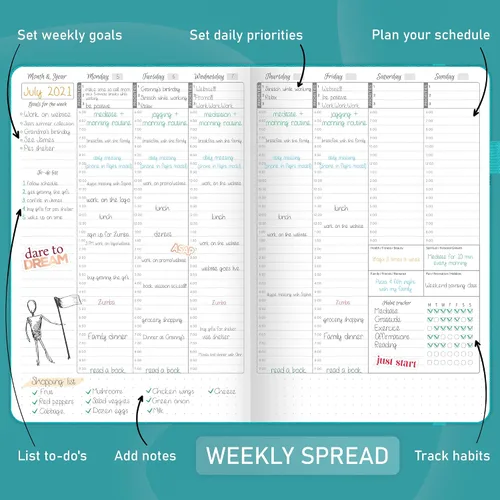 Miniatura 3 de GoGirl Agenda semanal – Planificador de trabajo y vida por hora con ranuras de tiempo – Organizador vertical para productividad diaria, A5