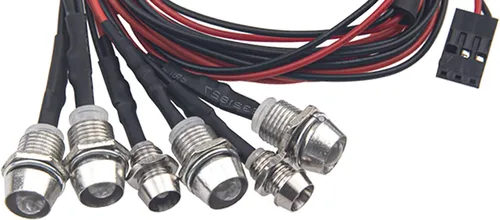 Miniatura 6 de Paquete de 2 faros delanteros LED HIRCQOO 6LED RC para automóvil, iluminación trasera con cable JR Y compatible con Traxxas HSP Tamiya Redcat RC4WD
