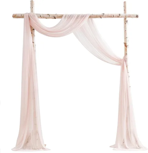Miniatura 13 de Floroom Tela drapeada de arco de boda, 2 paneles de 19 pies, cortinas de tela de gasa blanca, decoración de ceremonia de boda, recepción Blanco