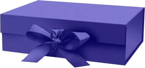 Miniatura 11 de DaiUni 10.5"X7.5"X3.1" Black Magnetic Gift Box with Lid and Ribbon for Presents Naranja