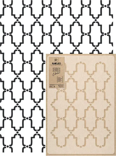 Miniatura 12 de NAKLEO Plantilla de pintura de pared de tamaño grande, 23.2 x 37.4 pulgadas, plantilla de plástico reutilizable marroquí Agadir, papel tapiz