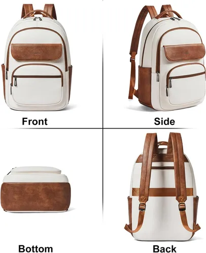 Miniatura 6 de Leresas Mochila de 37L para mujeres y hombres, bolsa de profesor, mochila de viaje de trabajo, mochila de cuero vegano para computadora portátil