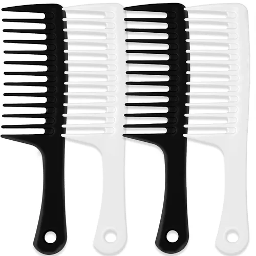 Miniatura 9 de Juego de 6 peines de fibra de carbono, peine de peluquería antiestático resistente al calor, peine de peluquería de dientes finos y anchos