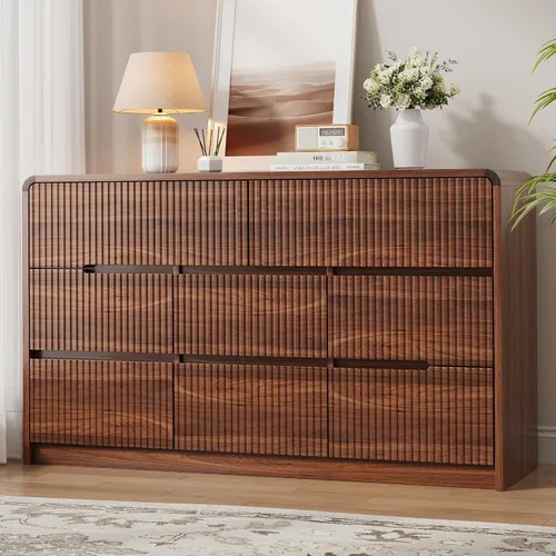 Miniatura 17 de OtterOasis Cómoda de madera negra para dormitorio, 5 cajones para almacenamiento de ropa, cómoda moderna con cajones anchos, cajones anchos